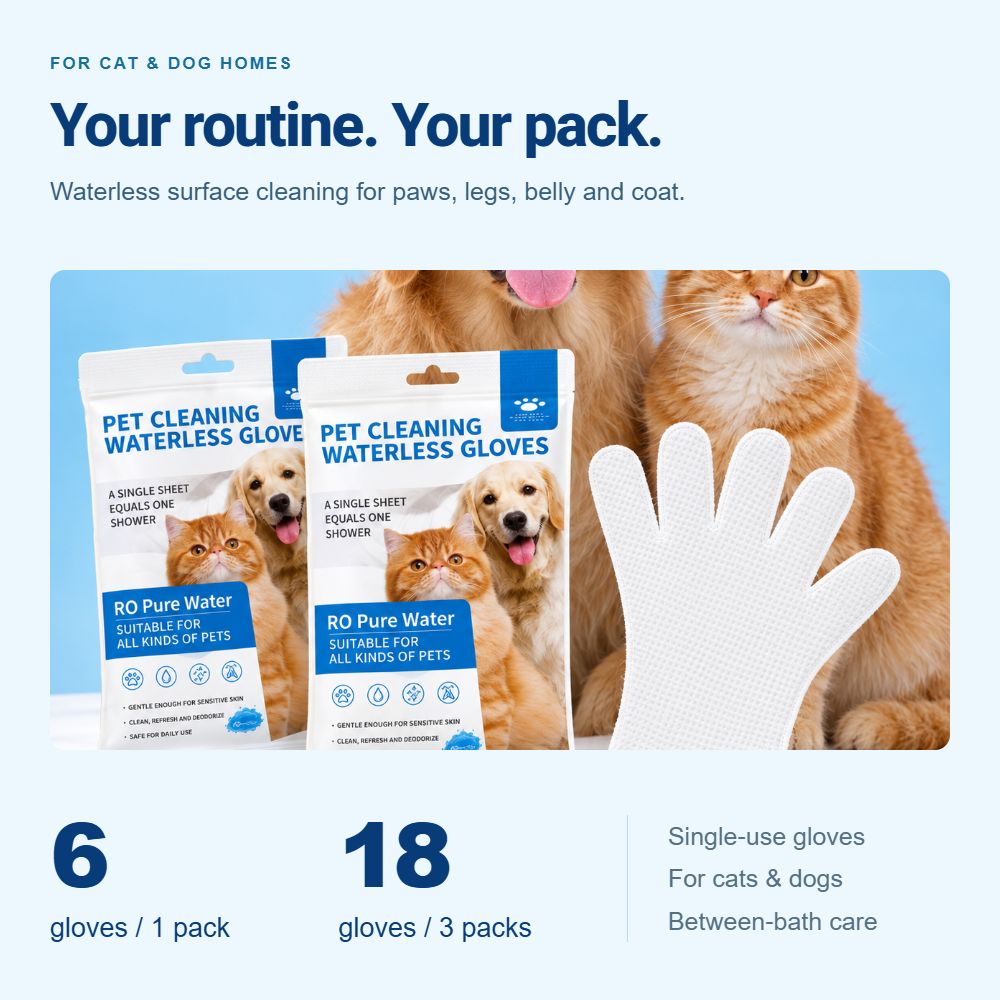 Kelveth Waterless Pet Cleaning Gloves — 6 Gloves