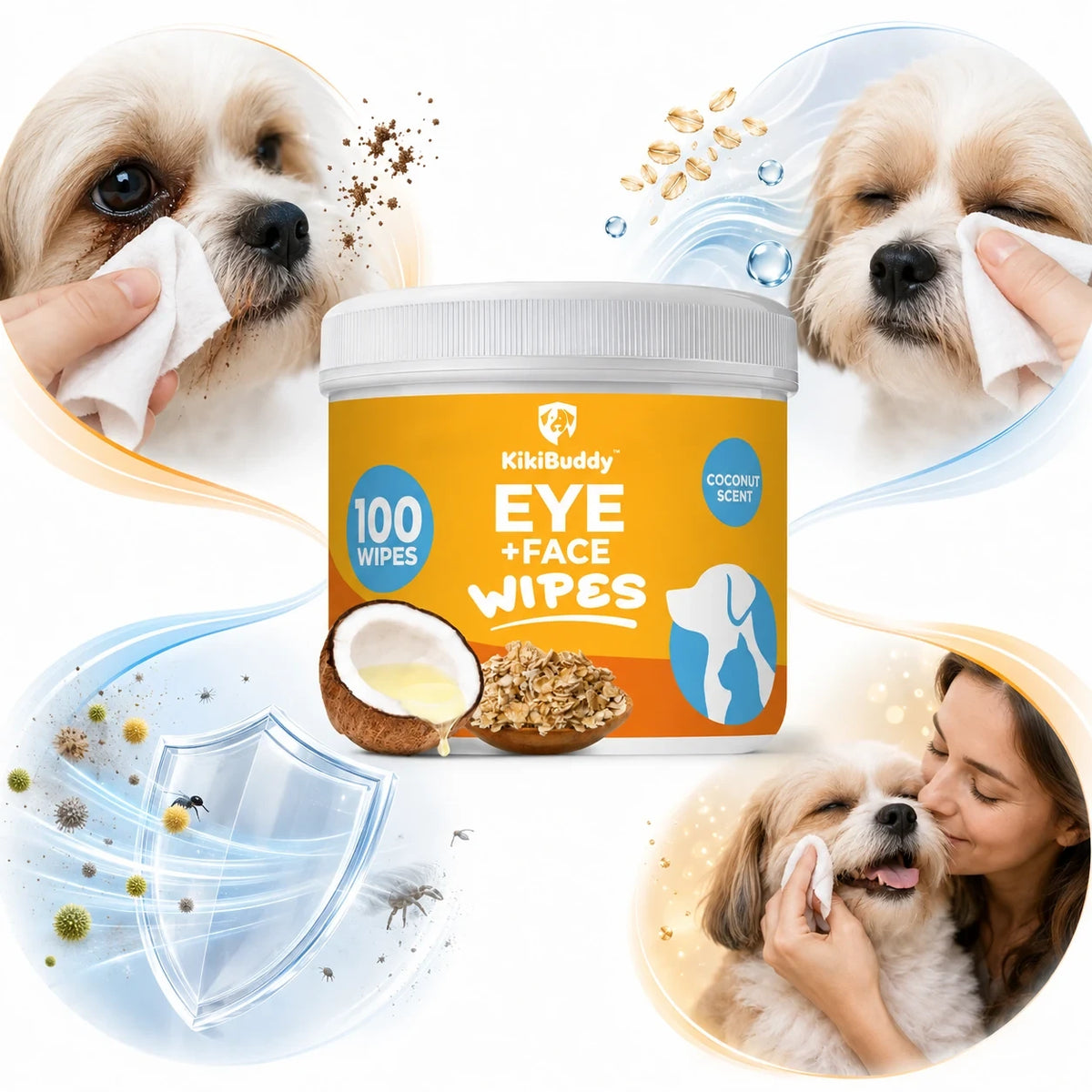 Kelveth Pet Eye & Face Tear-Stain Cleansing Wipes - 100 Count