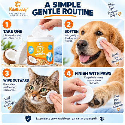 Kelveth Pet Eye & Face Tear-Stain Cleansing Wipes - 100 Count