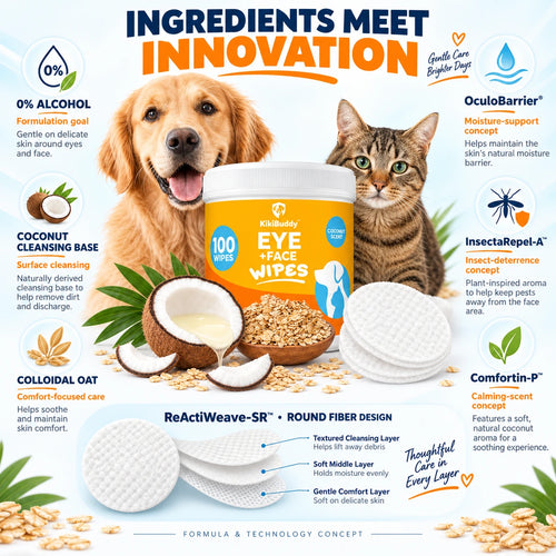Kelveth Pet Eye & Face Tear-Stain Cleansing Wipes - 100 Count