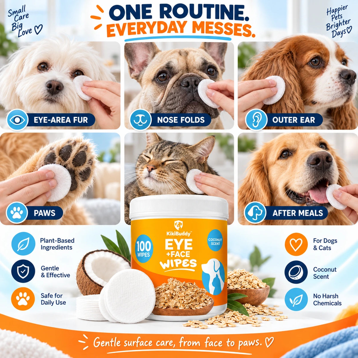 Kelveth Pet Eye & Face Tear-Stain Cleansing Wipes - 100 Count