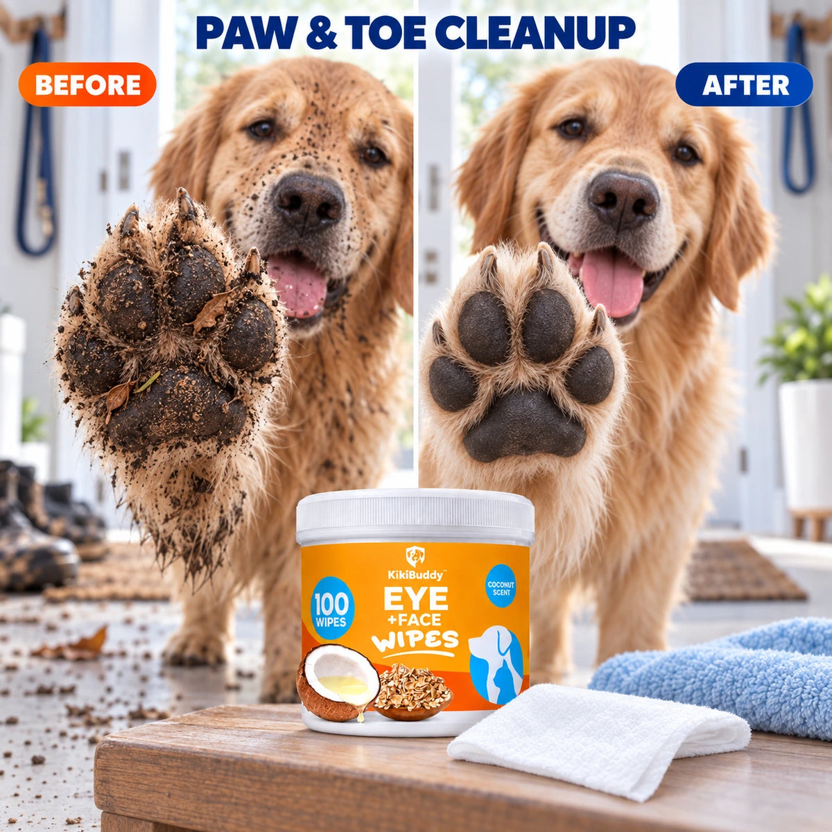 Kelveth Pet Eye & Face Tear-Stain Cleansing Wipes - 100 Count