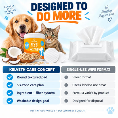 Kelveth Pet Eye & Face Tear-Stain Cleansing Wipes - 100 Count