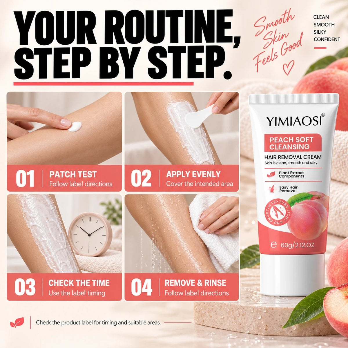 Kelveth Peach Soft Hair Removal Cream — 60g