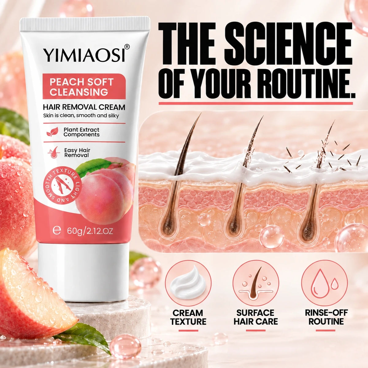 Kelveth Peach Soft Hair Removal Cream — 60g