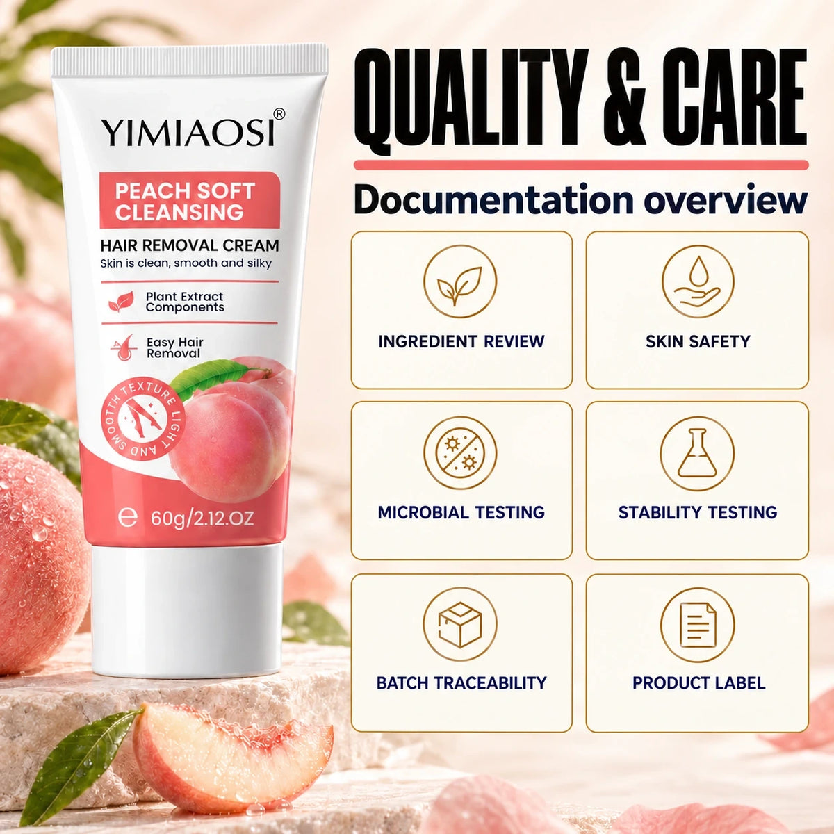 Kelveth Peach Soft Hair Removal Cream — 60g