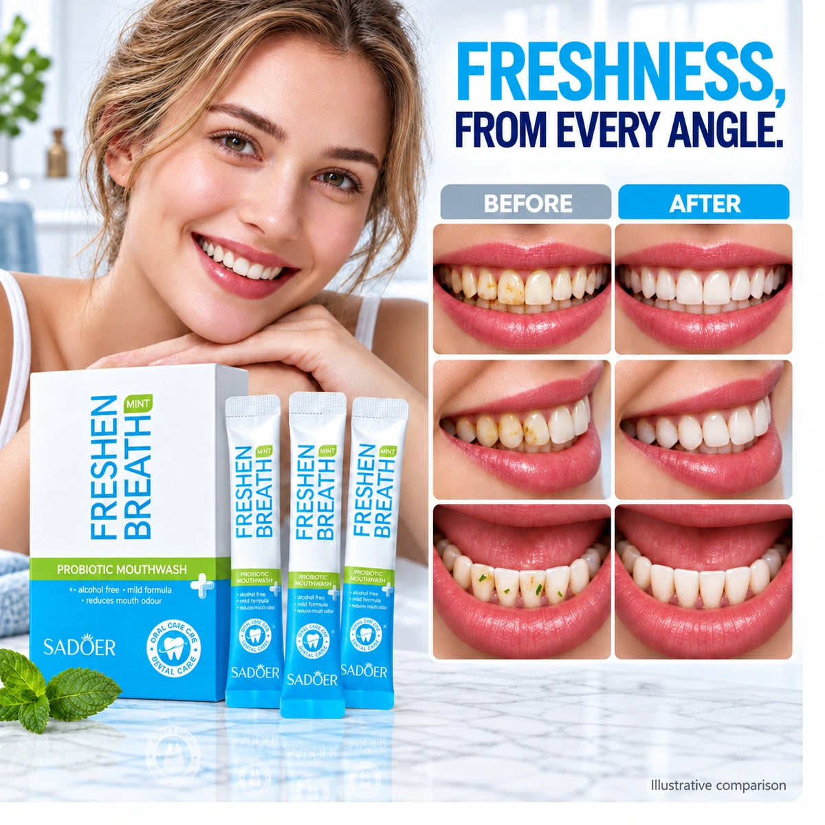 SADOER Probiotic Mint Mouthwash — 20 Sticks