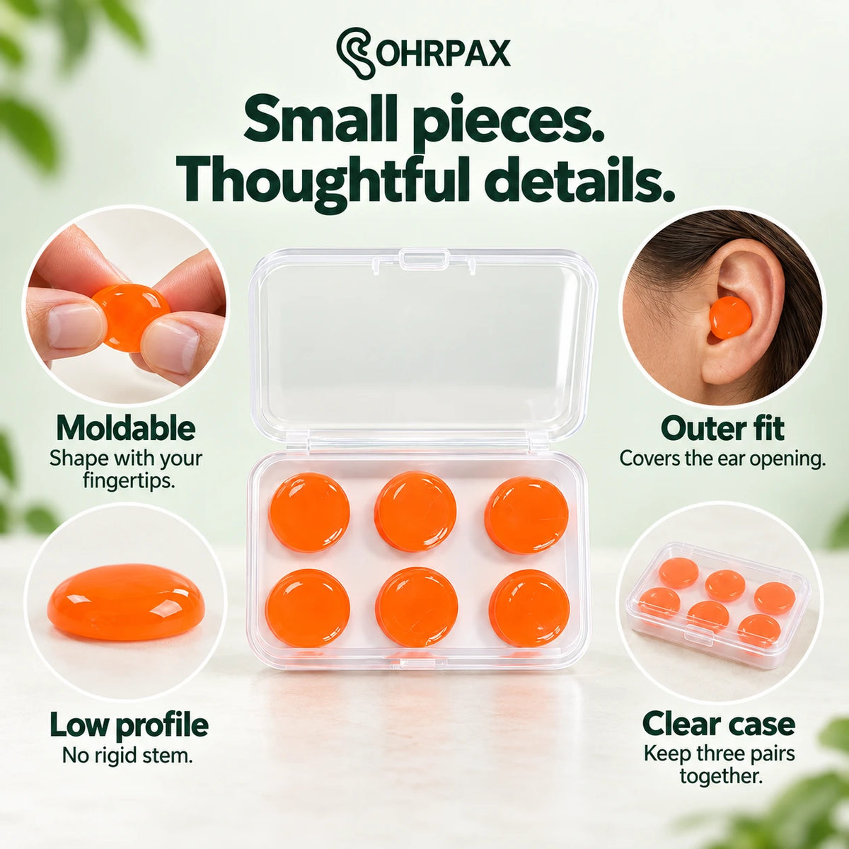 OHRPAX Moldable Silicone Earplugs — 6 Pieces