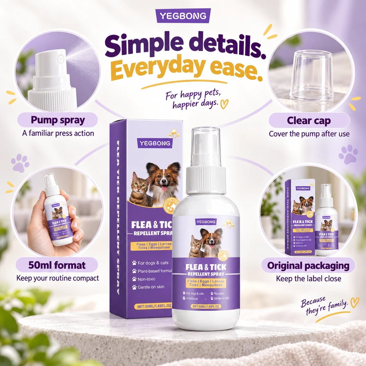 YEGBONG Flea & Tick Repellent Spray — 50ml