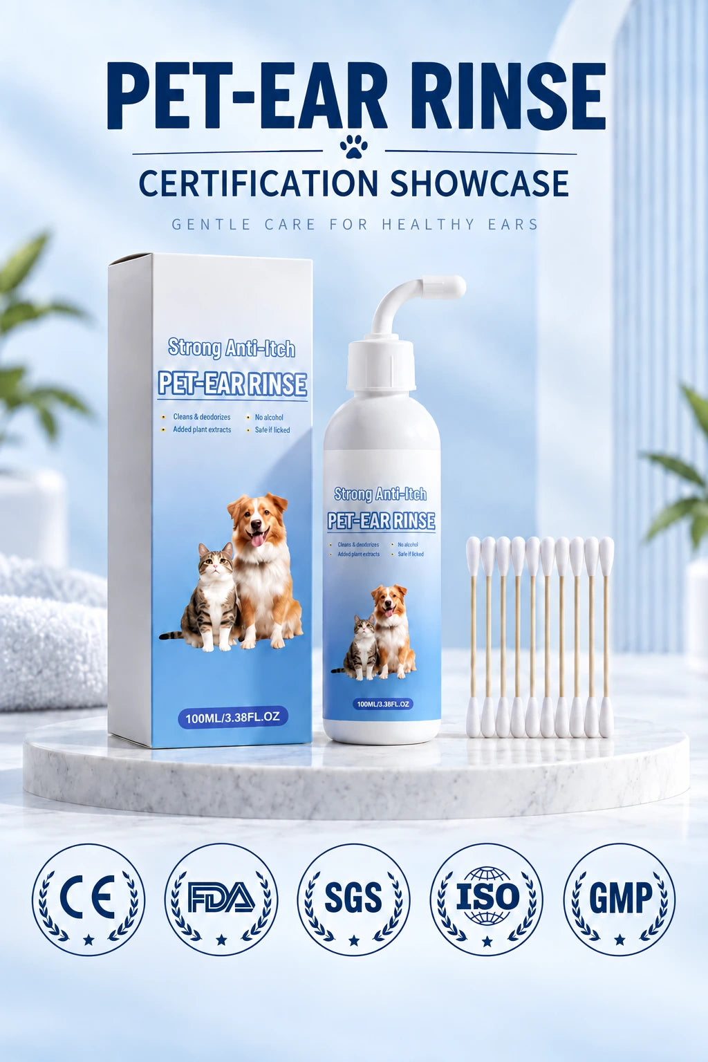 PET-EAR RINSE — 100mL + 10 Cotton Swabs
