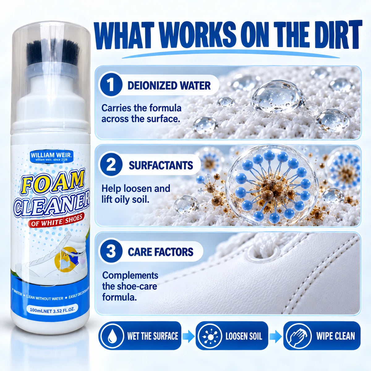 William Weir White Shoe Foam Cleaner — 100ml — 6