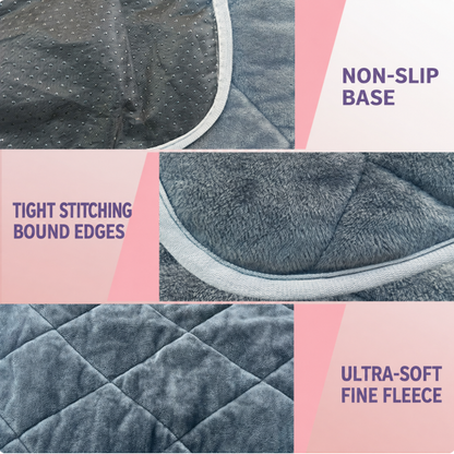 Non-slip base, bound edges and soft fleece