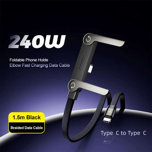 New 240W Charging Cable with Fold‑Out Phone Stand