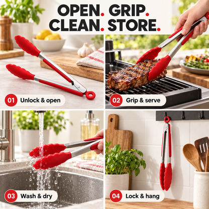 Four steps: unlock, serve, wash and store