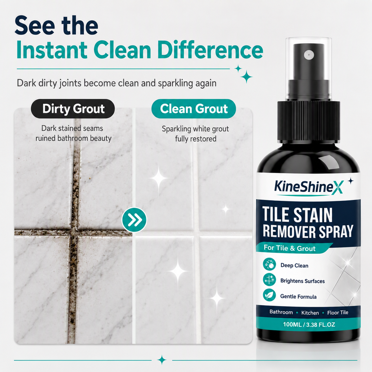 KineShineX Tile Stain Remover Spray — 100 ml