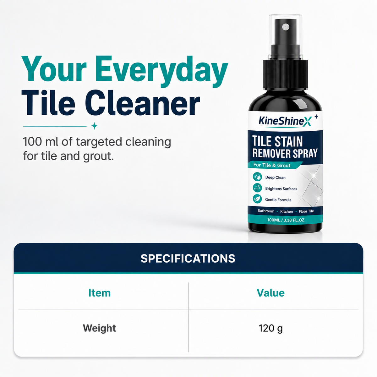 KineShineX Tile Stain Remover Spray — 100 ml