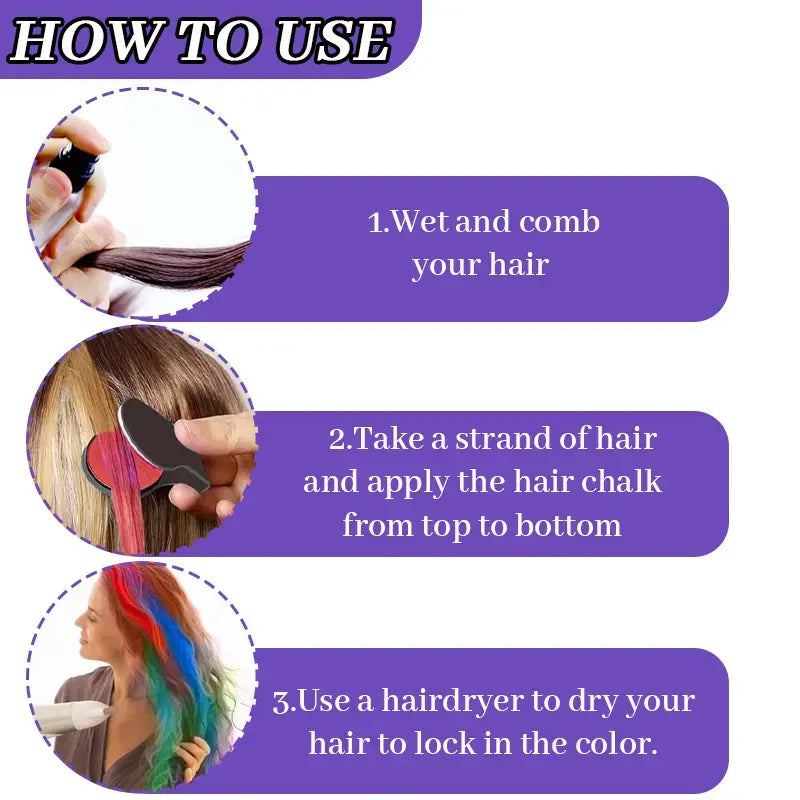 Temporary Hair Chalk Set — 12 Colors
