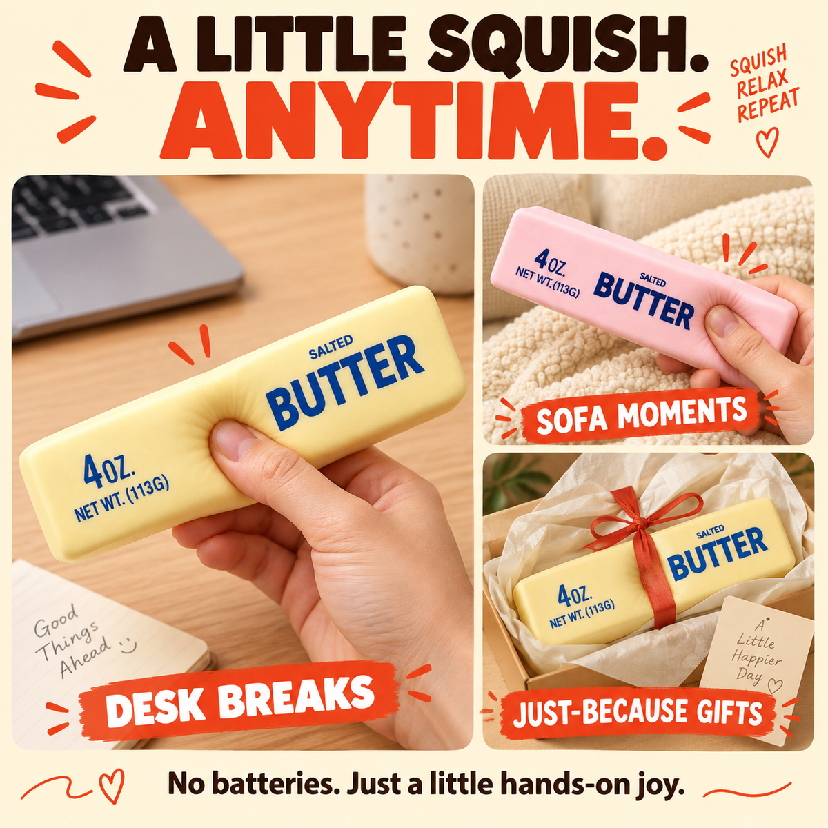 A little squish anytime: desk breaks, sofa moments, just-because gifts