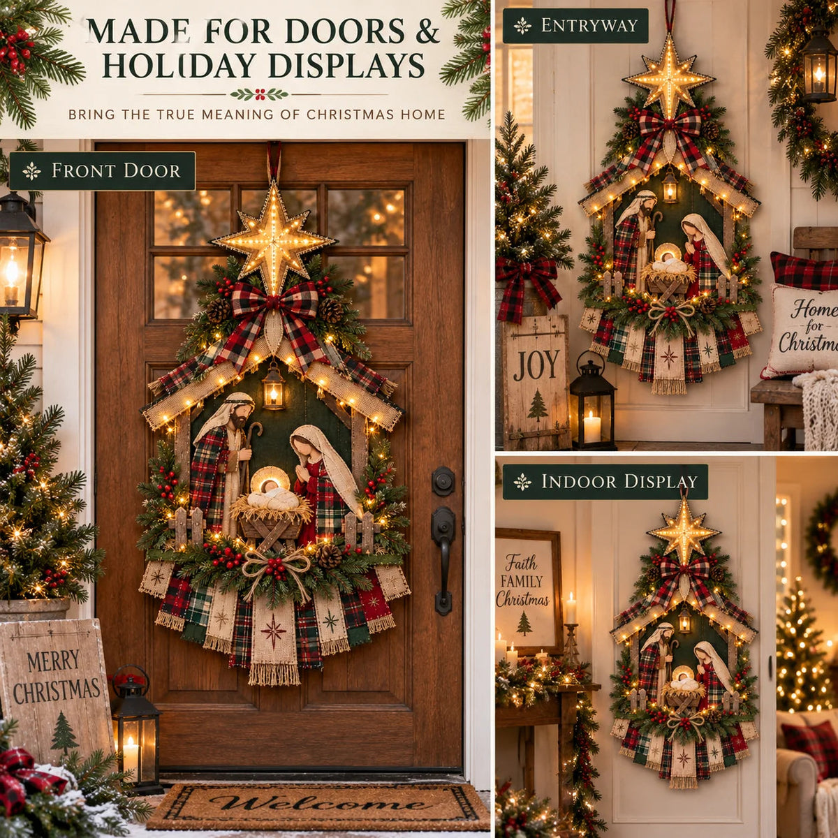 DIY Lighted Nativity Door Hanging Kit