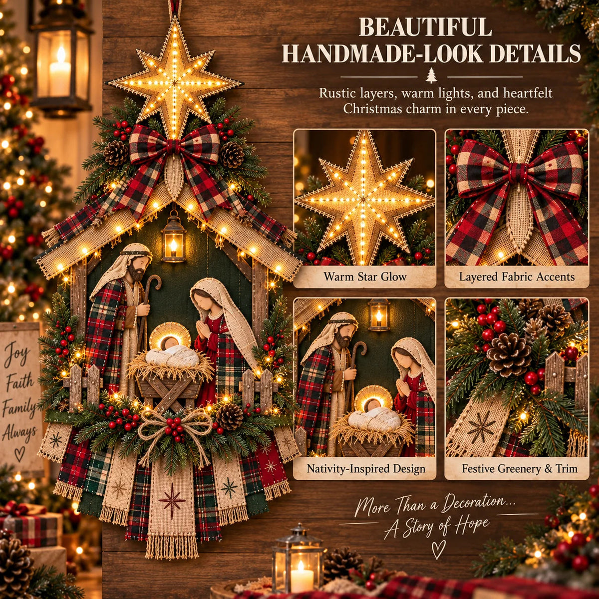 DIY Lighted Nativity Door Hanging Kit