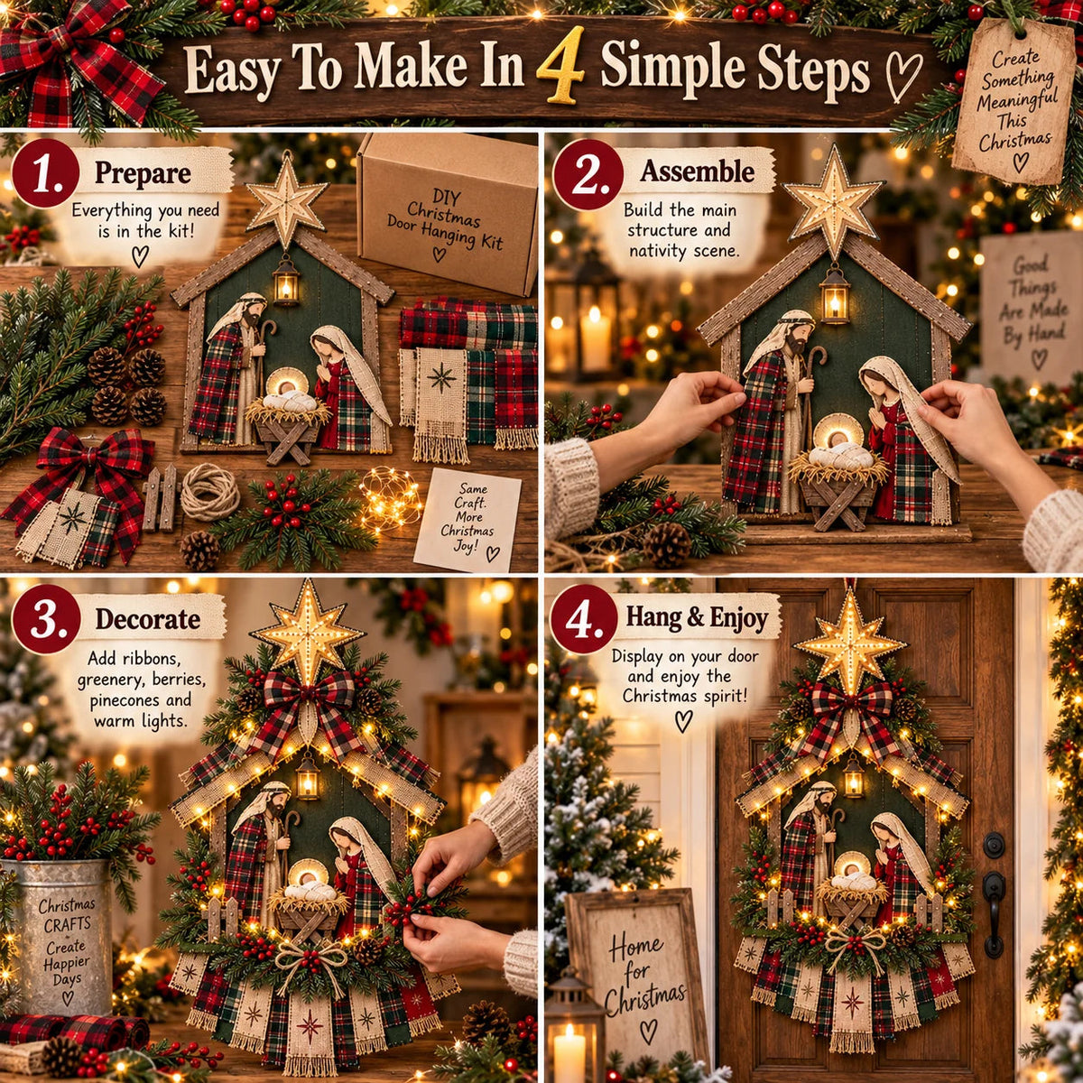 DIY Lighted Nativity Door Hanging Kit