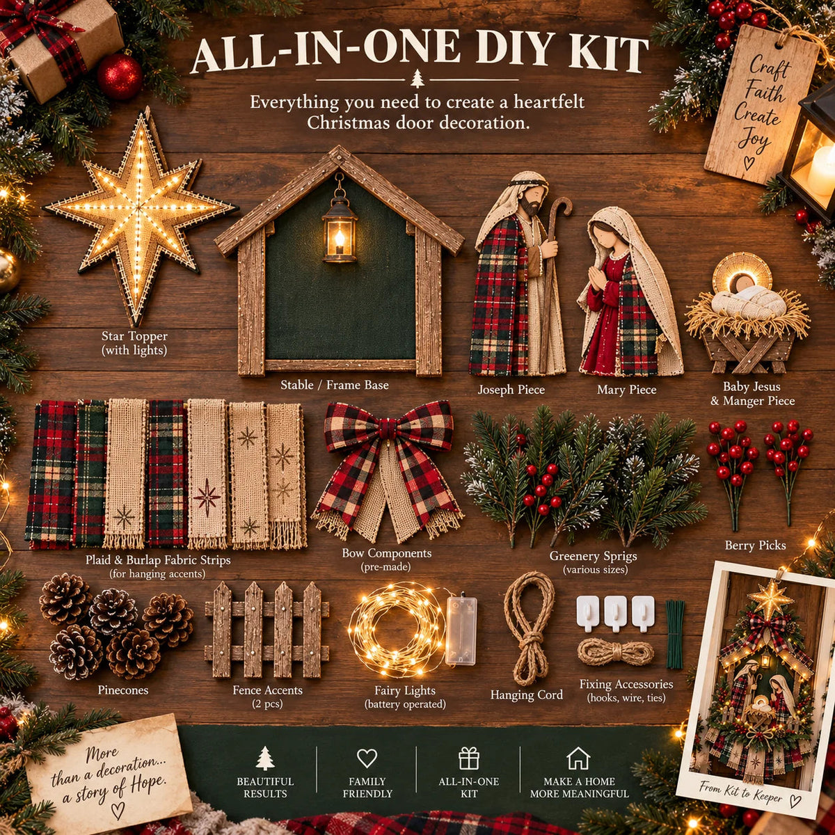 DIY Lighted Nativity Door Hanging Kit
