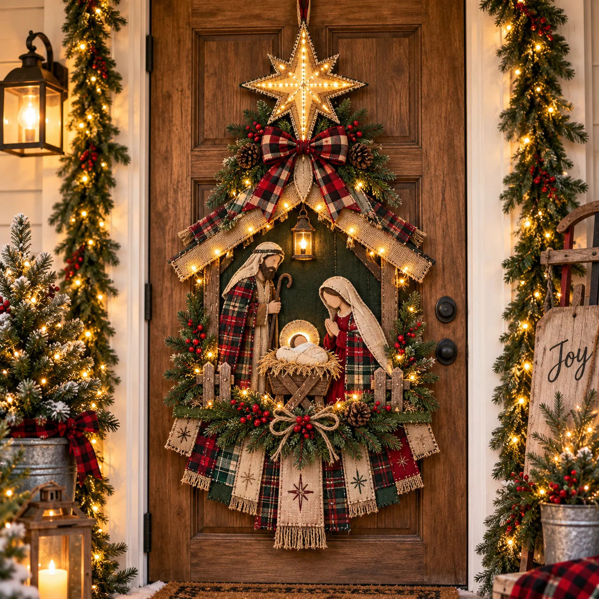 DIY Lighted Nativity Door Hanging Kit