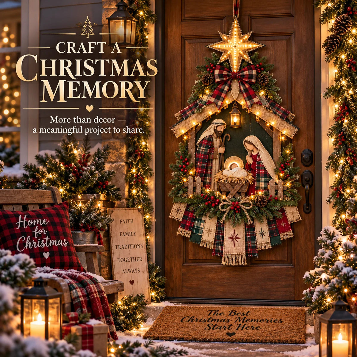 DIY Lighted Nativity Door Hanging Kit
