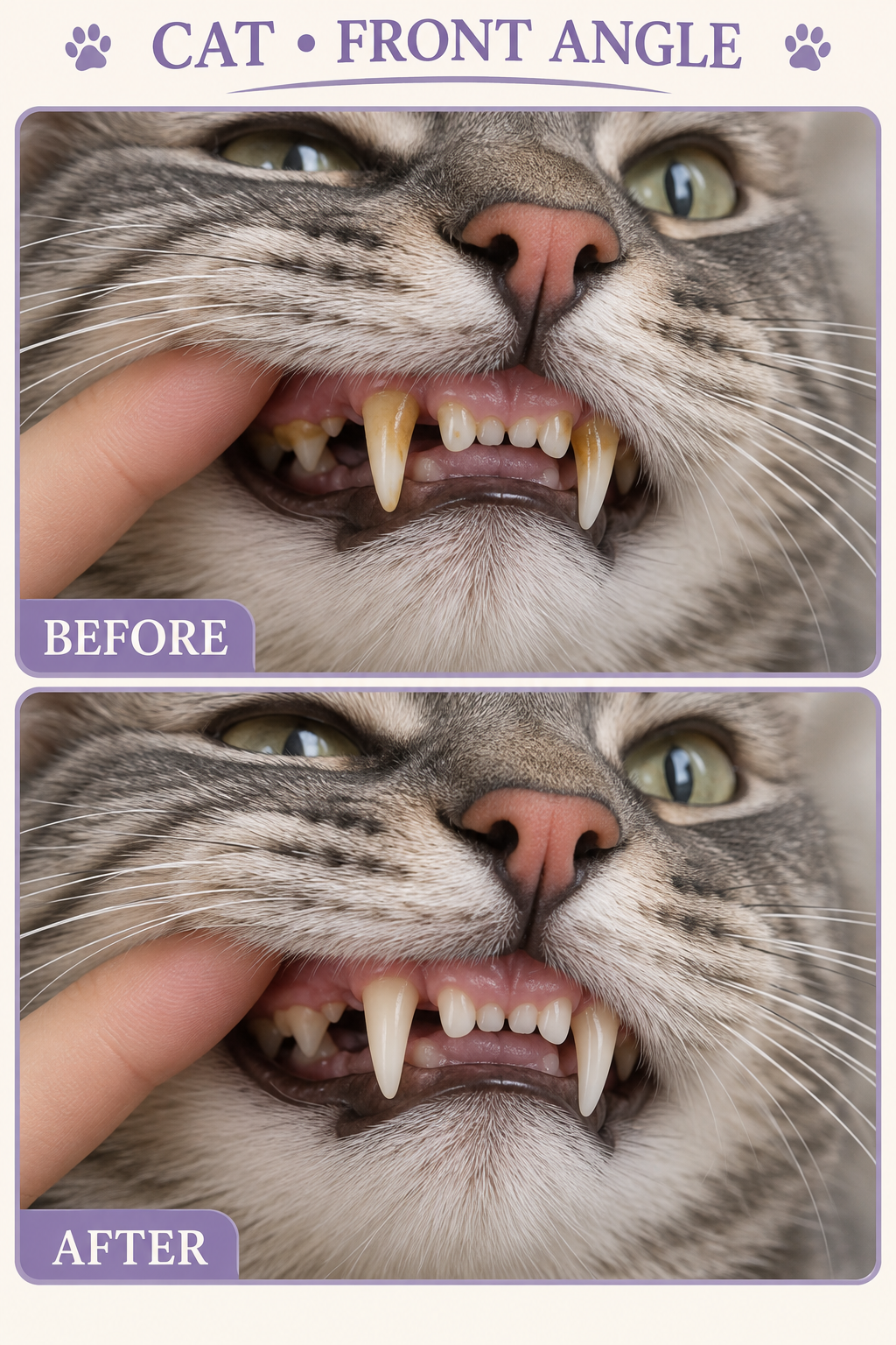 Cat front-angle dental cleanliness comparison