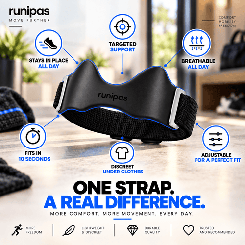 Runipas knee strap: targets the right spot, non-slip, breathable, adjustable size