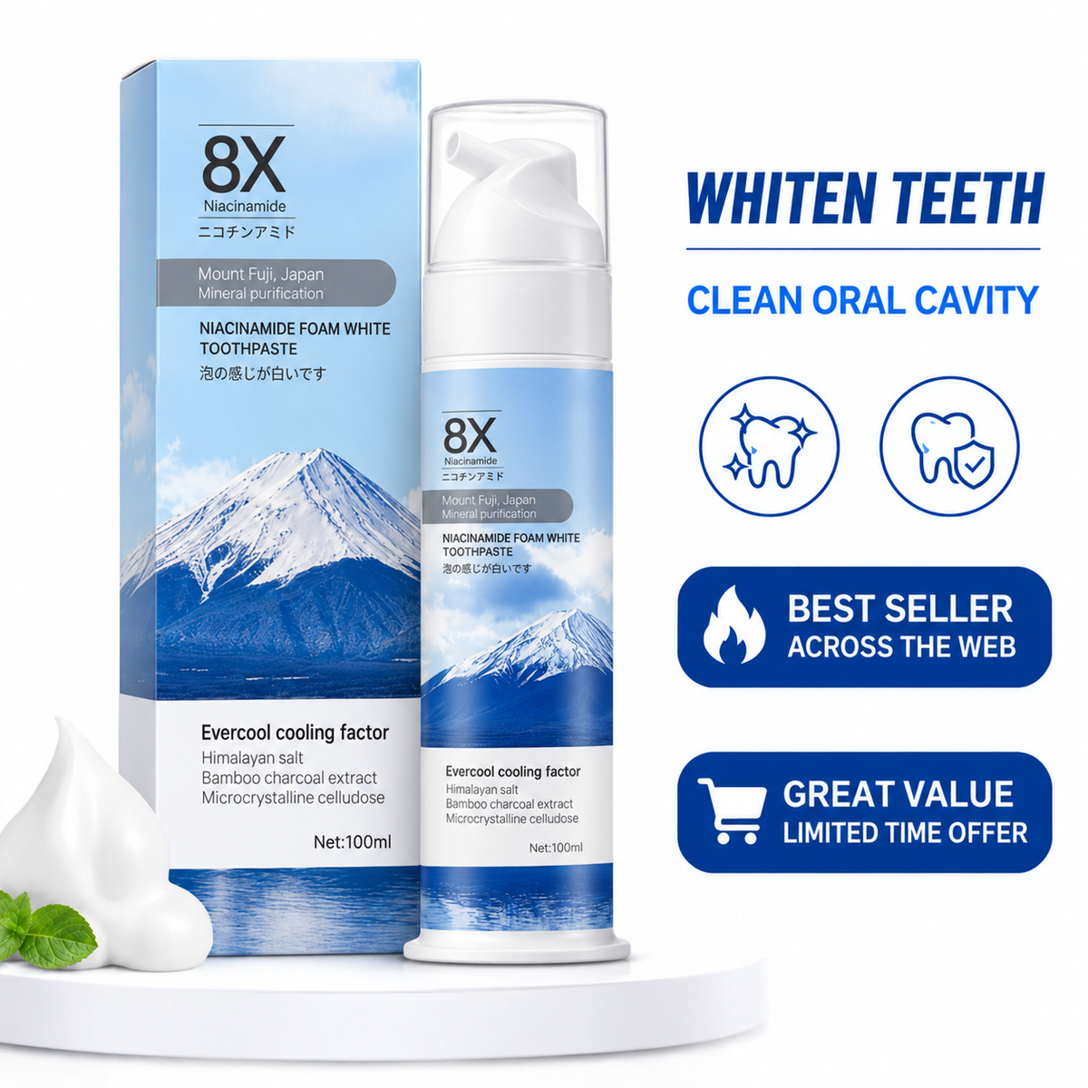 Niacinamide Foaming Whitening Toothpaste — 100ml