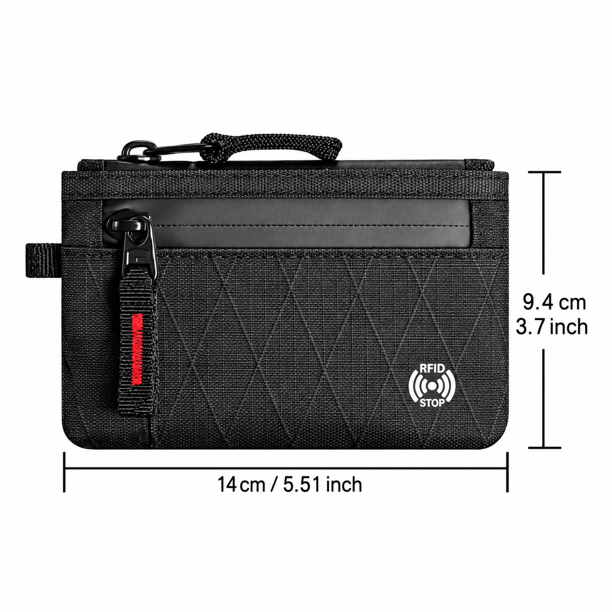 Wallet dimensions: 14 cm wide and 9.4 cm high